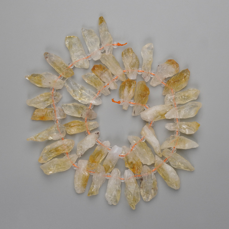 Unpolished Citrine Beads 20–23×7–9 mm+- Seed Beads 3 mm+-, 40 cm length