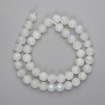 Adularia Smooth Round Beads 10mm on Threaded Wire, 40cm Length