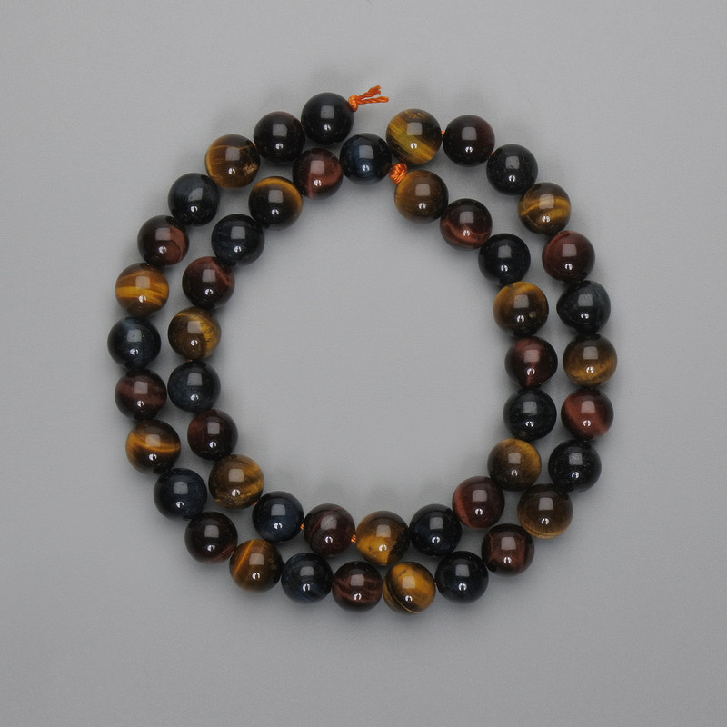 Beads Tiger's Eye, Hawk's Eye, Bull's Eye smooth round 8mm+-, length 37cm+