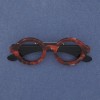 Brooch 'Glasses' Red Acrylic with Silver Metal 65x25mm+