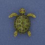 Brooch Turtle green enamel crystals golden metal 35x32mm+