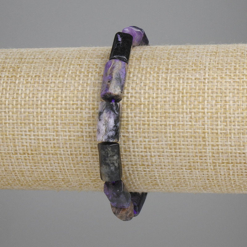 Charoite Bracelet Cut, diameter 12-13×6-8mm+-, length 18cm+-, stretch