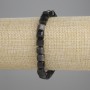 Bracelet, Silver Obsidian, Faceted Cube, diameter 6x6mm, length 18cm, stretch