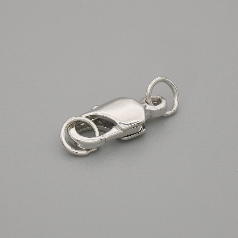 Toggle Clasp, carabiner, 16×7 mm ±, metal color silver
