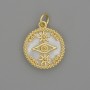 Pendant Eye Pearlized Gold-toned Metal, diameter 15mm±, length 20mm±