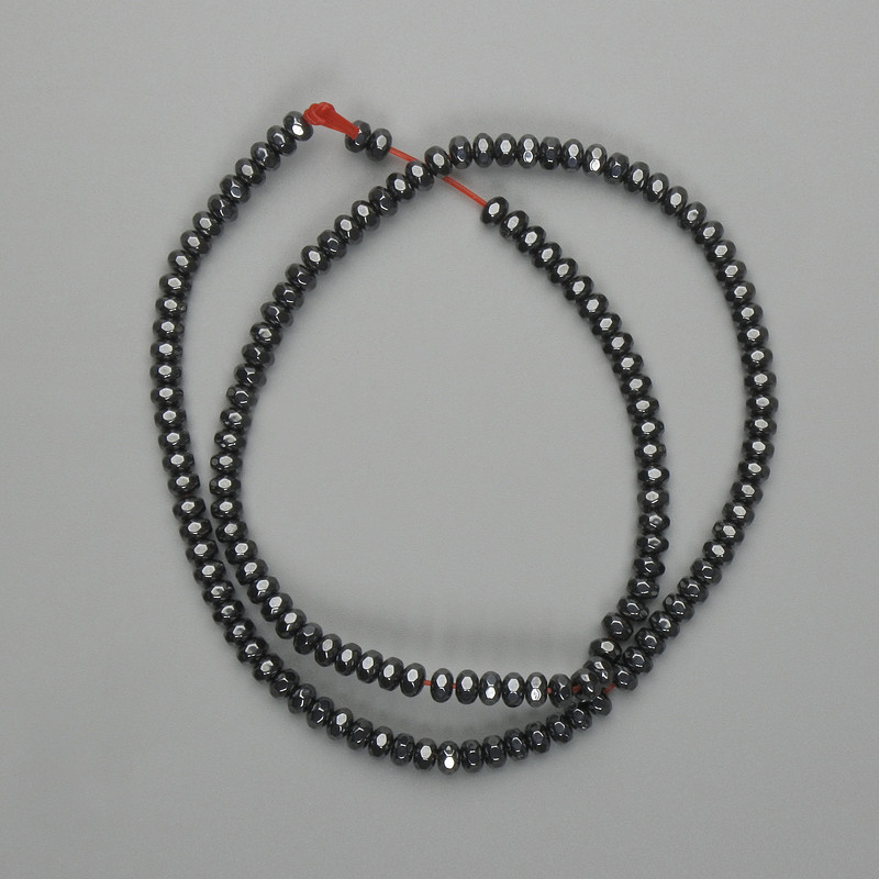 Hematite Beads Faceted Rondelle 4x2.5mm, 40cm length