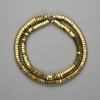 Faceted Hematite Beads Rondelle 6x2mm+, gold color, length 40cm+