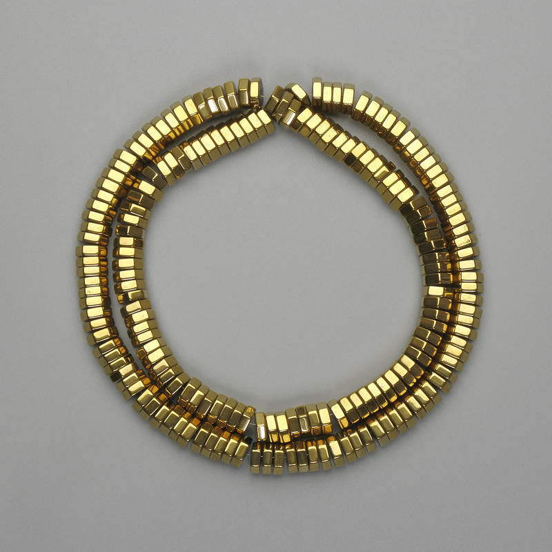 Faceted Hematite Beads Rondelle 6x2mm+, gold color, length 40cm+