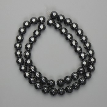 Faceted Hematite Beads 8mm on String, 39 cm length