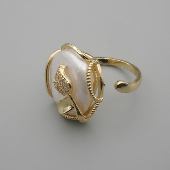 Baroque Button Pearl in Golden Setting ~, diameter 22×20mm± no hole