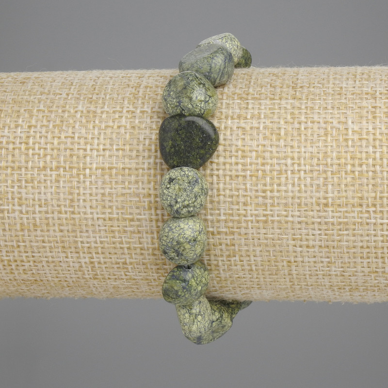 Serpentine Bead Bracelet, faceted, diameter 10-12×10-11, 5mm±, length 18cm± stretch