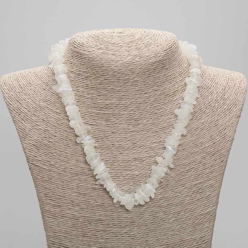 Adularia Bead Necklace, chip, diameter 8-12×2-4 mm, length 45 cm ± with clasp