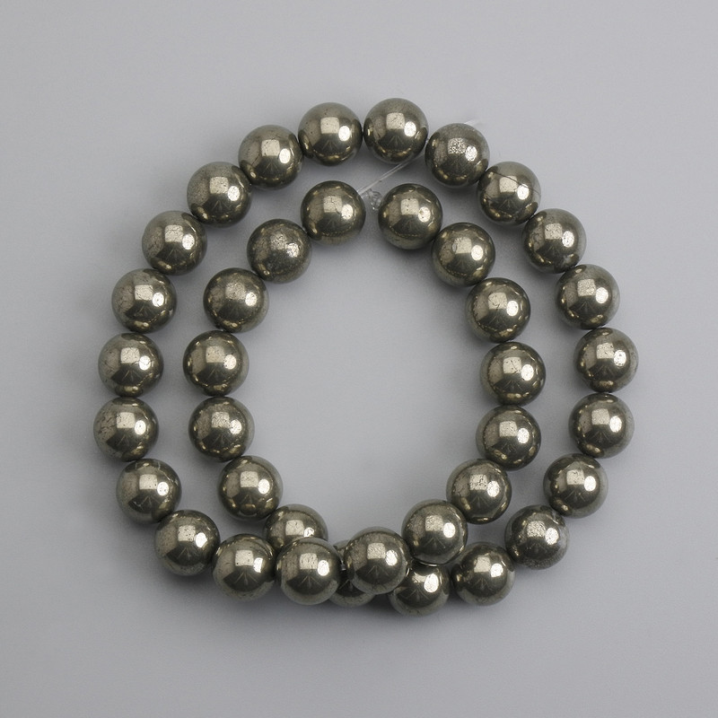 Pyrite Beads Smooth Ball 10mm Dia ±, Thread Length 38cm ±