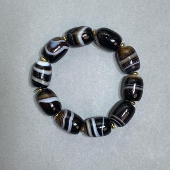 Agate Barillo Bracelet 19x15mm+- with metal inserts, length 18cm +- stretch