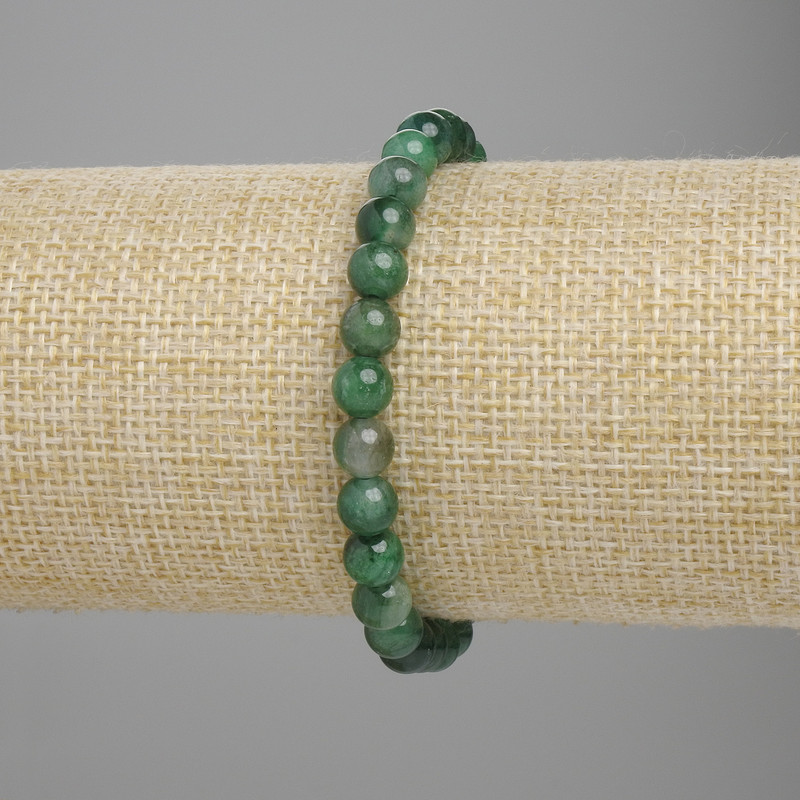 Emerald bracelet smooth bead, diameter 6mm+- , length 18cm+- stretch