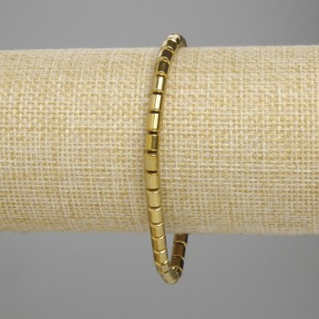 Bracelet Hematite cylinder 5x4mm+- gold color, length 18cm+- stretch
