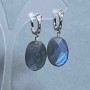 Earrings Labradorite faceted oval 25x15mm+-, length 32mm+-