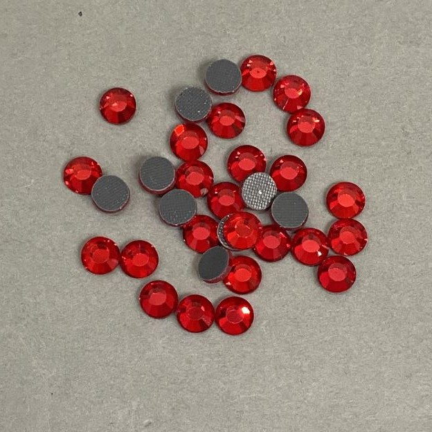 Cold-fixed rhinestones, red, diameter 6mm+- pack /180g (+ -)