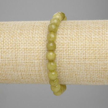 Bracelet Chrysolite Olivine faceted bead, diameter 7.5 mm +/-, length 18 cm +/- stretch