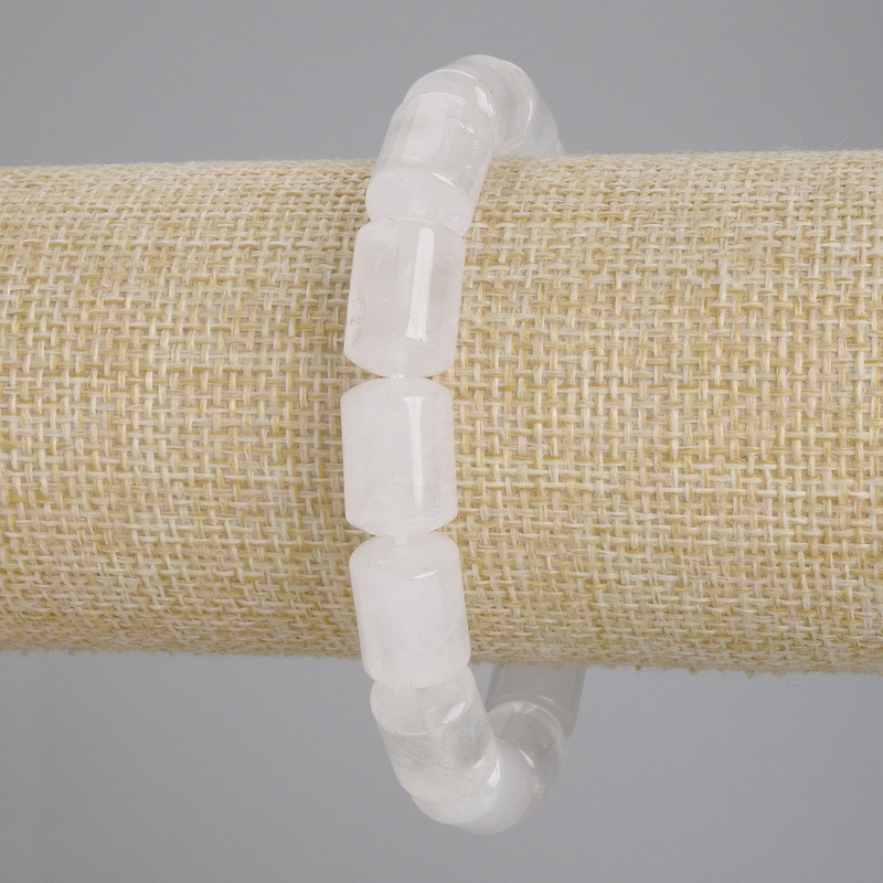 Bracelet Mountain Crystal cylinder, diameter 14x10mm +- , length 18cm +- stretch