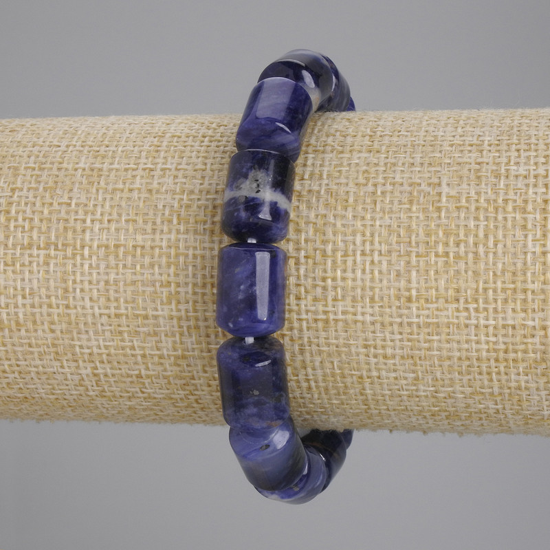 Sodalite bracelet cylindrical beads, diameter 14x10mm +/-, length 18cm +/- stretch