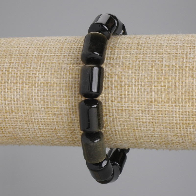 Sunshine Obsidian Bracelet cylinder, diameter 14x10mm +/-, length 18cm +/- stretch