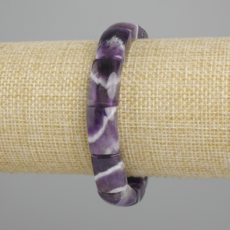 Natural stone bracelet Amethyst smooth strand, diameter 17x10, 5-11mm+- , length 18cm+- stretch