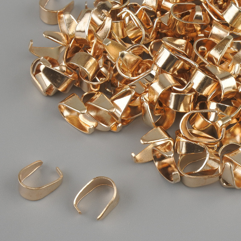 Pendant bail hardware for a mini pendant, for under-loupe, diameter 4mm ±, length 8mm ±, gold-colored metal, pack. 22g +