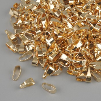 Jewelry findings Pendant holder for a mini-pendant, diameter 3mm ±, length 7mm ±, golden metal color, pack. 18 g +