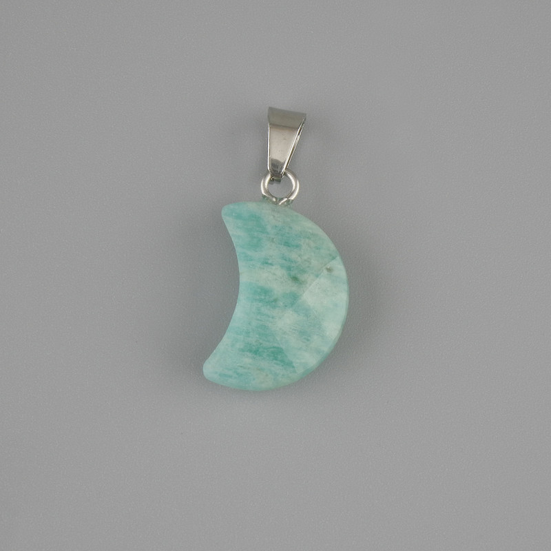 Faceted pendant Crescent Moon Amazonite 19x12mm +/-, length 25mm +/-