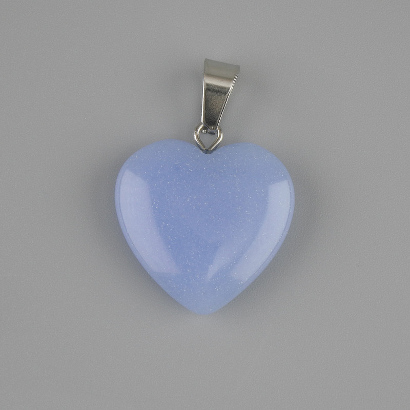 Pendant Heart Aquamarine 20x20mm+-, length 28mm+-
