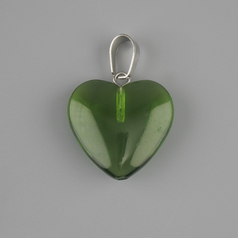 Heart Pendant, Tinted Quartz, 20×20 mm +/-, Length 30 mm +/-