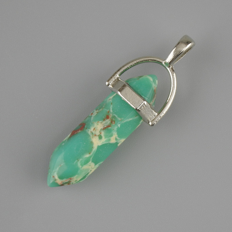 Pendant variscite hexagon crystal 30x8x41mm+