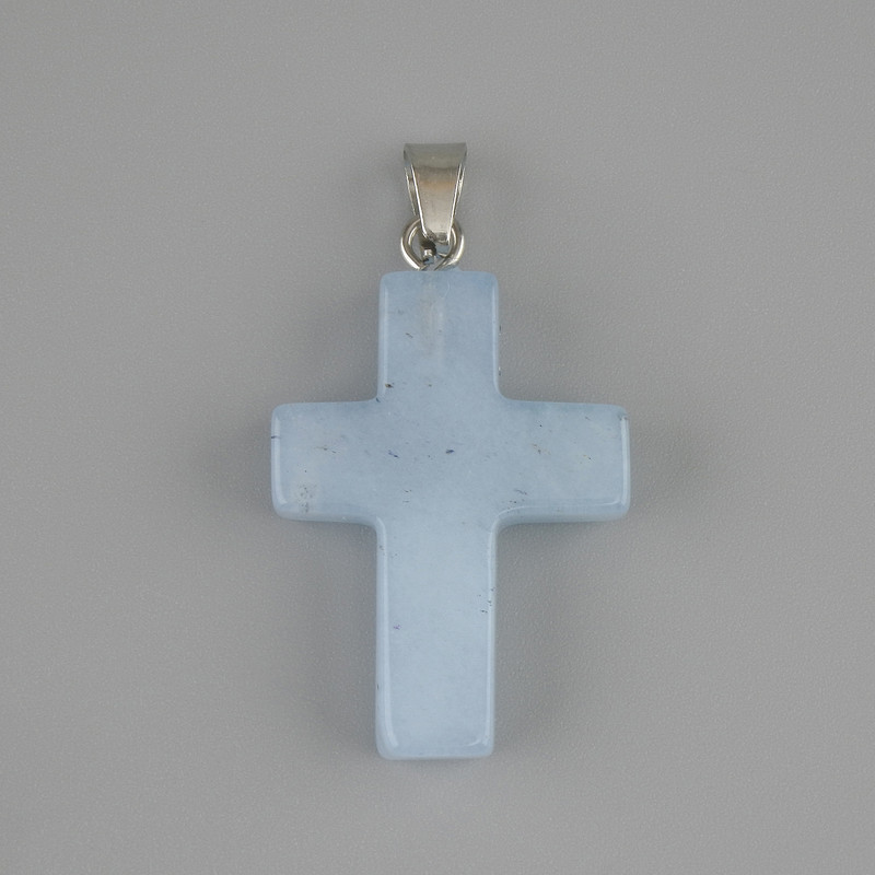Aquamarine Cross Pendant 25x18mm +- Length 36mm +-