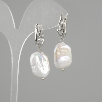 Baroque Pearl Earrings 18x15mm ±, length 40mm ±