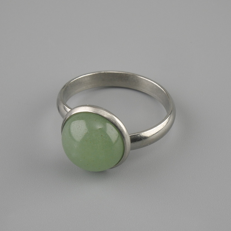 Ring Nephrite 12mm+- without, sizes silvery metal