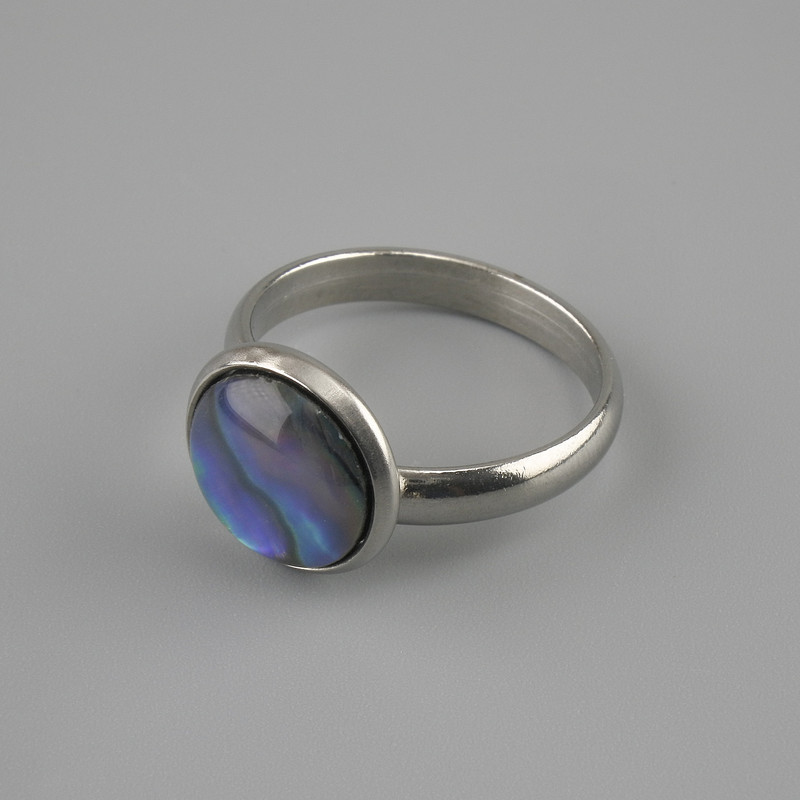 Ring Haliotis 12mm+- without, sizes silver-colored metal