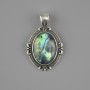Abalone pendant 34x21mm+/- silver-tone metal