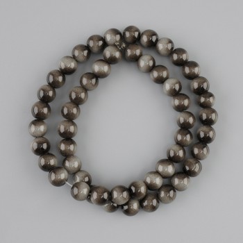 Beads Gray Tiger's Eye (artificial) smooth round bead, diameter 8mm ±, length 37cm ± on a fishing line