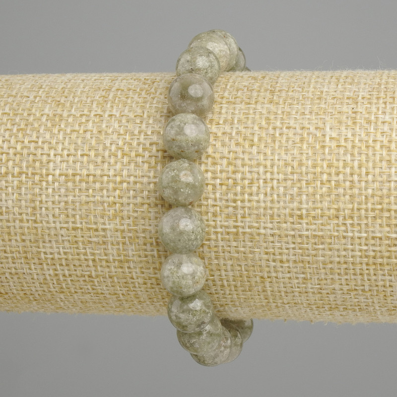 Green Apatite bracelet smooth bead, diameter 9mm+-, length 18cm+- stretch