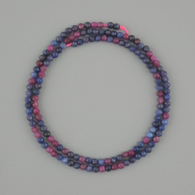 Sapphire Ruby faceted round bead, diameter 3mm +/- , length 38cm +/-