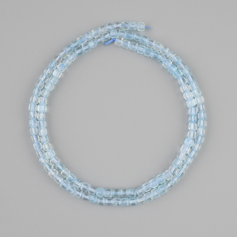 Topaz beads faceted cube, diameter 3x3mm +/-, length 39cm +/-