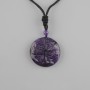 Amethyst pendant Tree of Life, diameter 36 mm ± on a black adjustable cord, length 78 cm ±