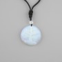 Pendant Tree of Life Moonstone (Opalite), diameter 36mm ± on a black cord with drawstring, length 78cm ±
