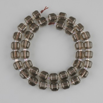 Beads Rauchtopaz faceted cube 8x8mm +- seed beads 3mm +-, length 36cm +- on a thread