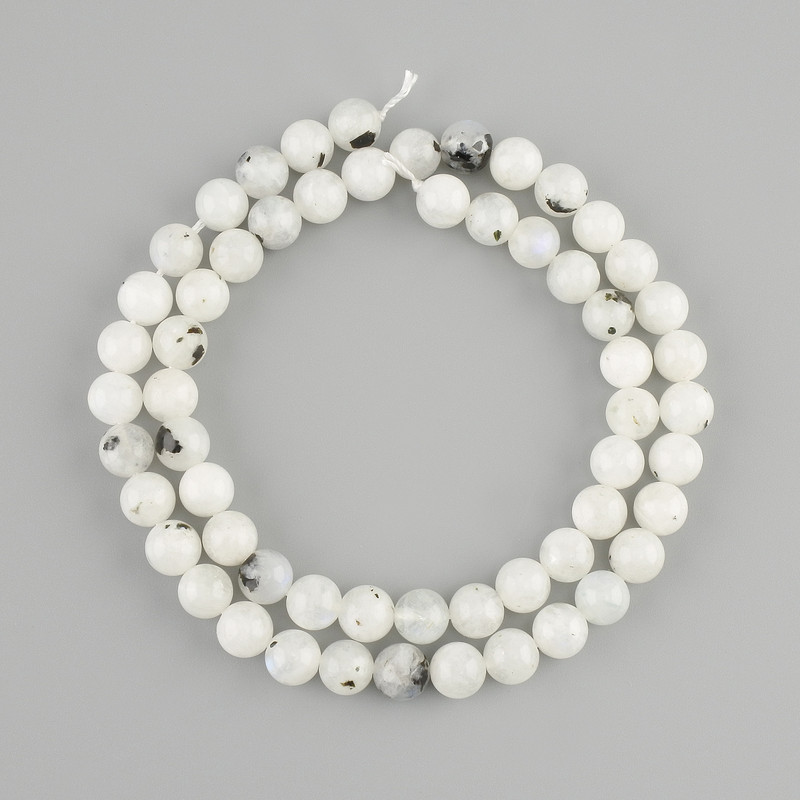 Adularia beads, smooth round bead, diameter 7mm±, length 39cm± on a string