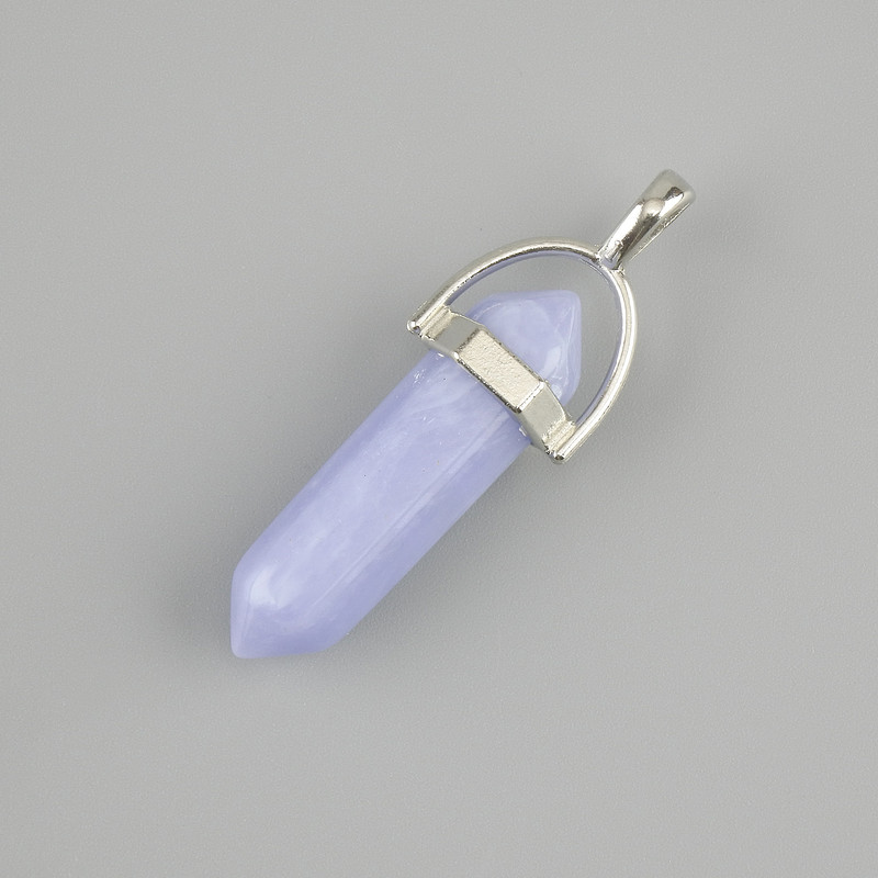 Agate pendant hexagon crystal with crystal ball 8x31x41mm+