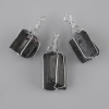Unprocessed Tourmaline Schorl pendant in a silvery wrap 24x22mm+-, length 43mm+-(assorted sizes)
