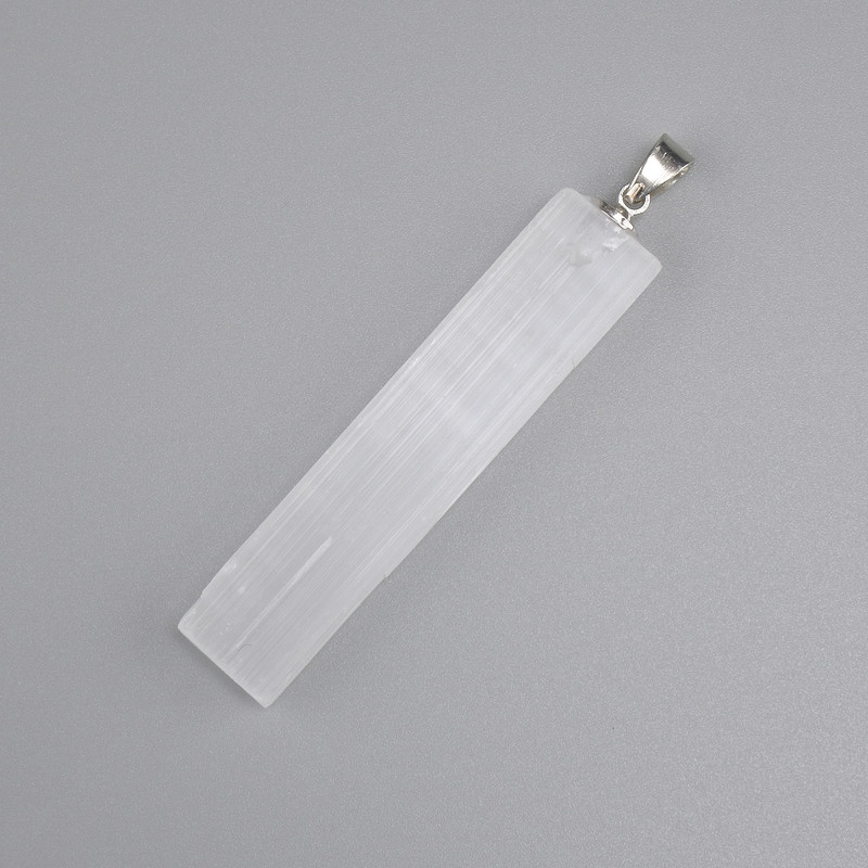 Pendant Selenite mineral unpolished 53x12mm+-, length 64mm+-