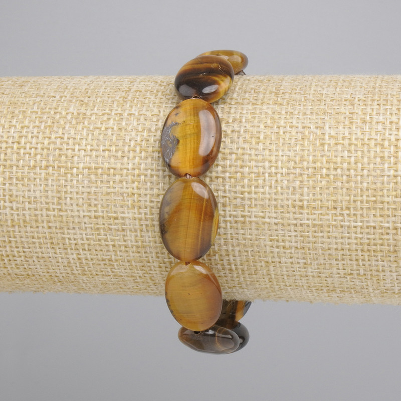 Tiger's Eye bracelet oval, diameter 18x13 mm +/-, length 18 cm +/- stretch